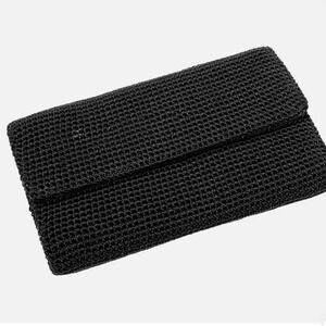The Sak Women's Black Crochet Trifold Wallet Fold over Snap Closure